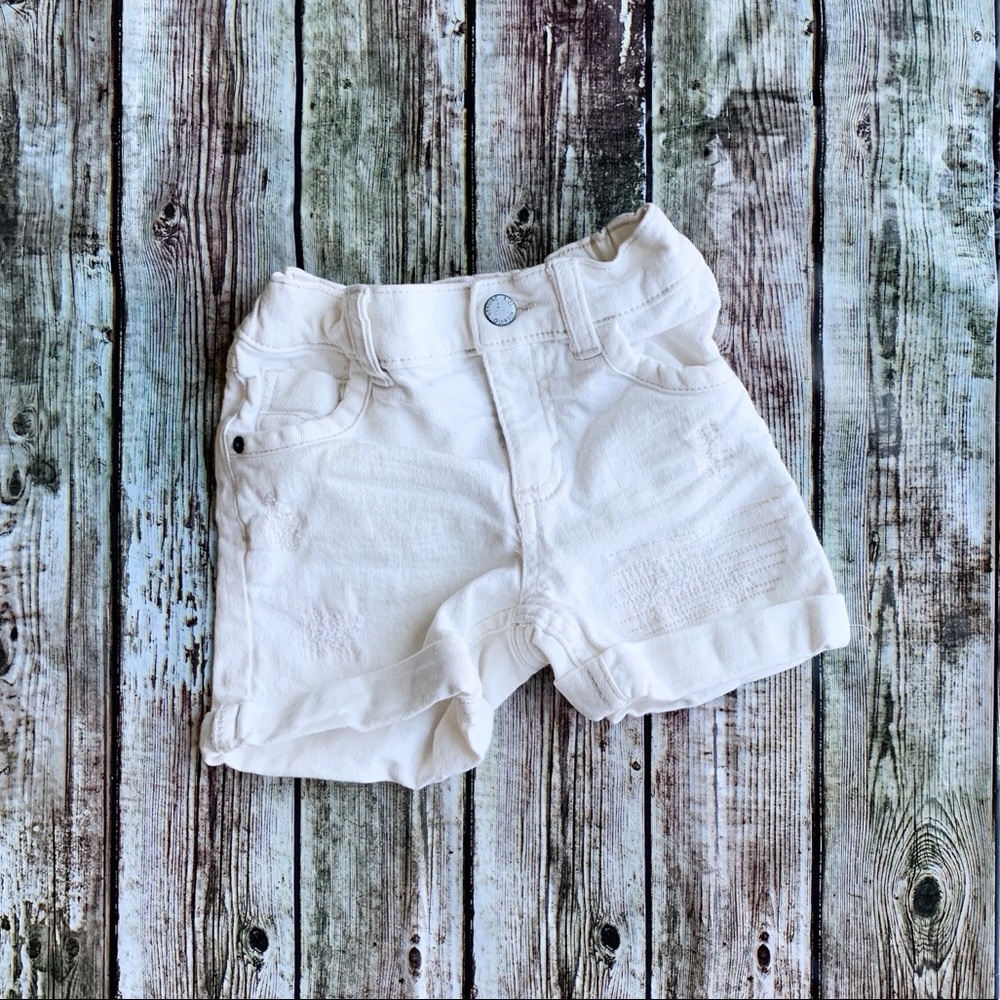 Toddler Cream Denim Shorts